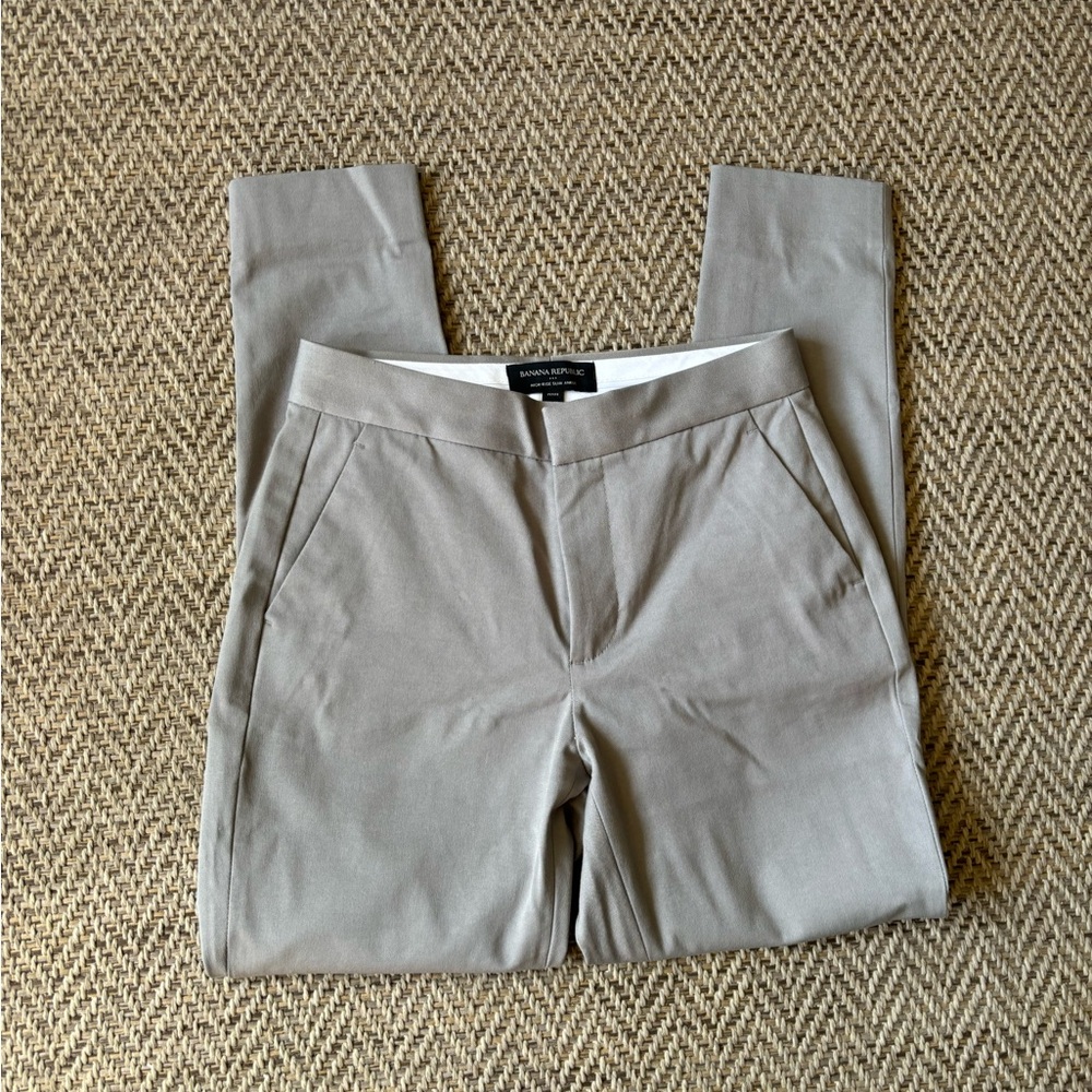Banana Republic High Rise Slim Ankle 0P Petite 4 Picket Gray Pants NWOT